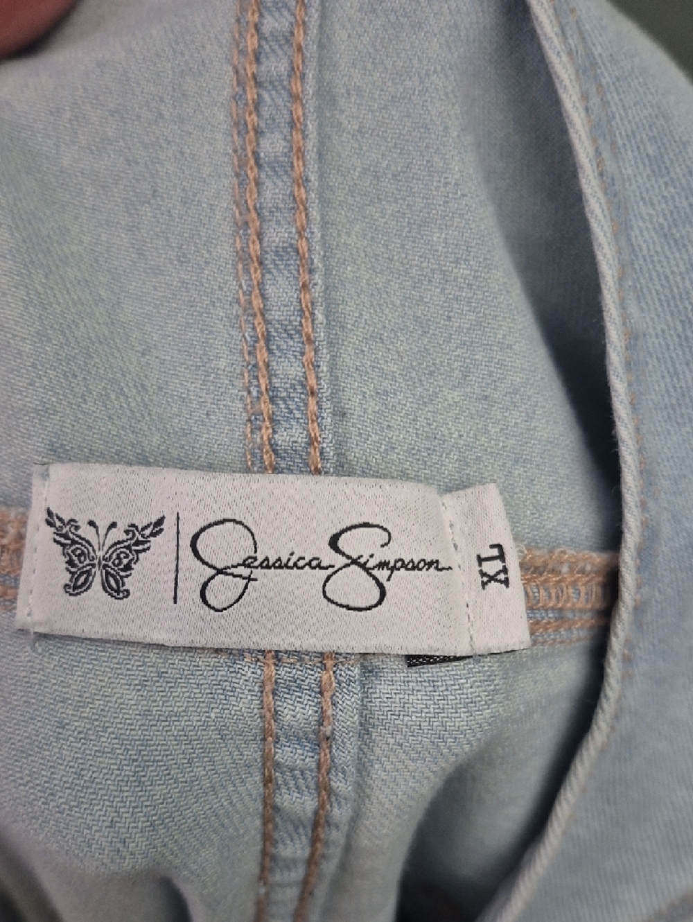 Jessica Simpson Pale Blue Cropped Denim Overalls - Picture 2 of 6